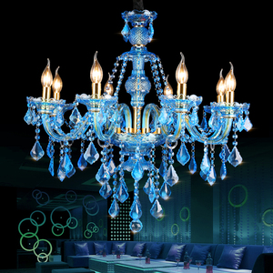 Candelabro de cristal moderno de estilo europeo azul cielo estilo Simple adecuado para el hogar sala de estar dormitorio salón de banquetes Hotel cristal - Product Image 5