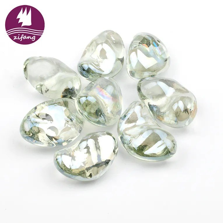 Toppers için yangın kristal cam düzensiz diamonds fireglass şömine/ateş çukuru/yangın masa