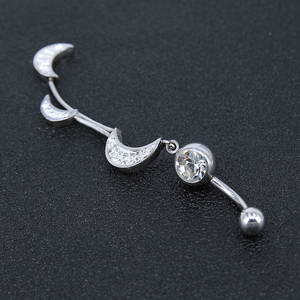 Chirurgisch staal penis navel piercing maan hanger opknoping navel ringen - Product Image 3