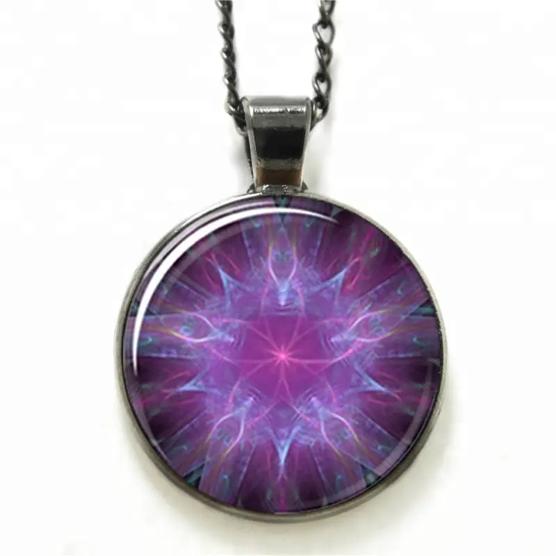 Energy Mandala necklace hippy dude Hippy chick glass Photo Cabochon necklace