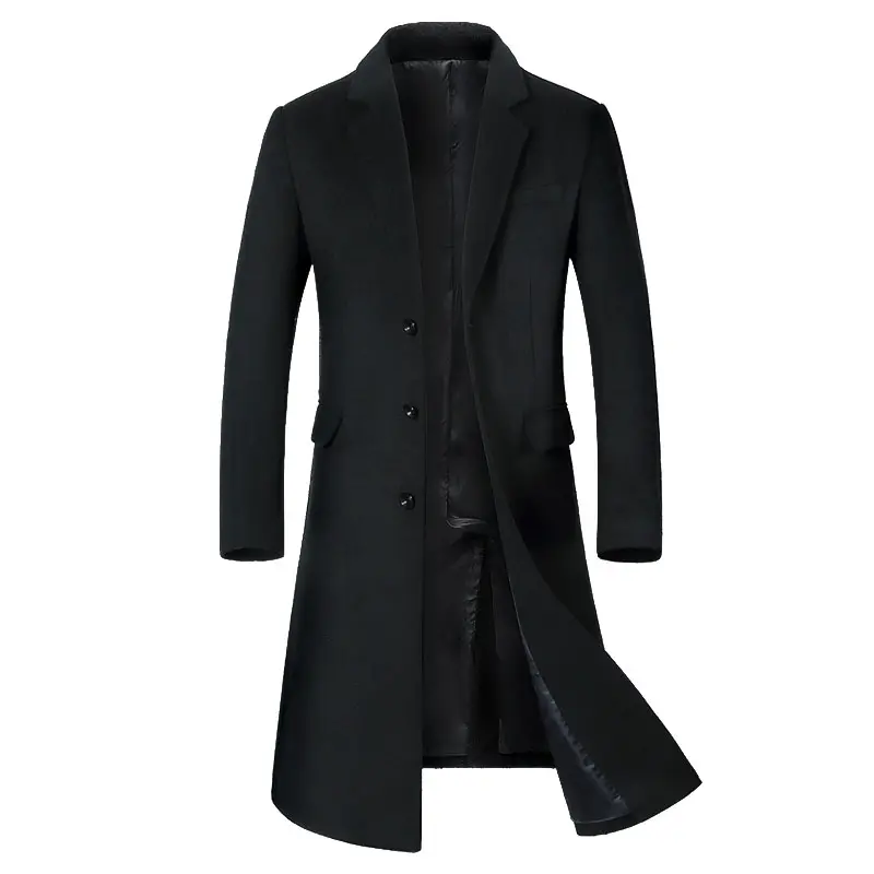 Long Wool Blend Overcoat fashion woolen man winter long sleeve jacket coat