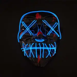 Party Supplies USB Rechargeable Colorful Neon EL Wire LED Face Mask Halloween LED Masks