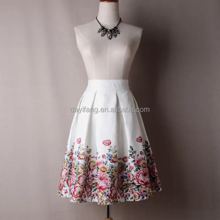 Faldas de verano para mujer, faldas de cintura alta, florales, midi, vestido de baile, faldas de moda Vintage