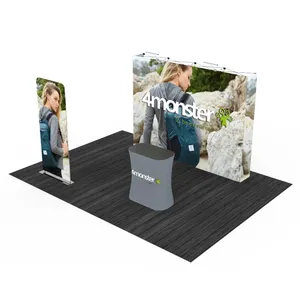 <span class=keywords><strong>Stand</strong></span> d'exposition publicitaire pliable en aluminium léger sur mesure de 10 pieds, résistant au vent, installation facile pour les salons professionnels - Product Image 1