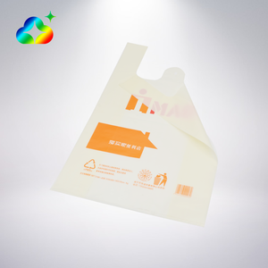 Logotipos personalizados Impressão Grande Tamanho Reutilizável Biodegradável Compostável <span class=keywords><strong>T</strong></span> Shirt Lidar Com Sacos De Compras De Plástico Para Mercearia Supermercado - Product Image 2