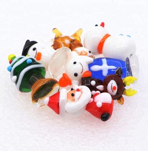ムラノアートガラス工芸品サンタクロース彫刻手作り雪だるまかわいい鹿動物クリスマスのための小さなクリスマスツリーの置物 - Product Image 2
