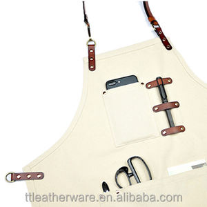 Durable Black Heavy Denim Apron Leather Strap Wholesale - Product Image 6