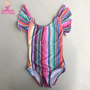 メキシコのserape生地バレエダンス服女の子フラッター袖レインボーレオタード子供芸術体操レオタード卸売