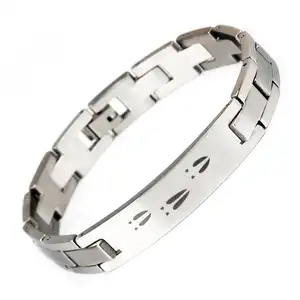 Enginox unisex สร้อยข้อมือโลโก้สแตนเลสสำหรับผู้ชาย, สร้อยข้อมือโลโก้ ID เปล่าใช้ได้ทุกเพศ - Product Image 5