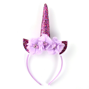 Date Produit Sequin Chat Oreilles Licorne Match de Bandeau BRICOLAGE À La Main Fleur Bandes de Cheveux Pour Les Filles - Product Image 3