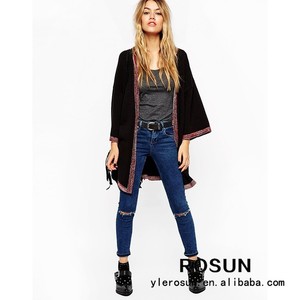 gg 12 las mujeres sueltas con palangre kimono con chaqueta de <span class=keywords><strong>punto</strong></span> de inflexión del bordado - Product Image 2