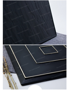 Fabricante de café rectángulo negro porcelana platos de servir de cerámica # - Product Image 5