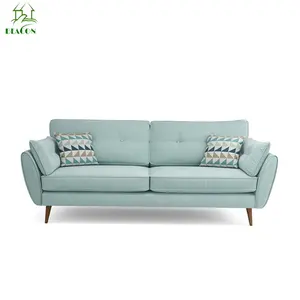 Furnitur Modern Gaya Nordic Bingkai Kayu Sofa Kain Ruang Tamu Sofa untuk Rumah