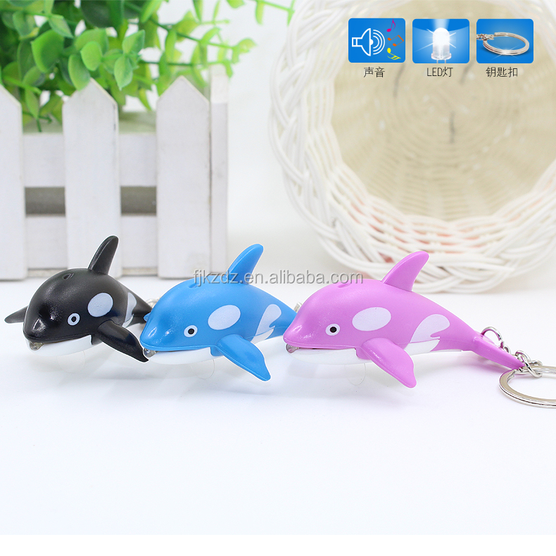 Lovely Killer Whale Shape LED Sound Keychain Aquarium Gift
