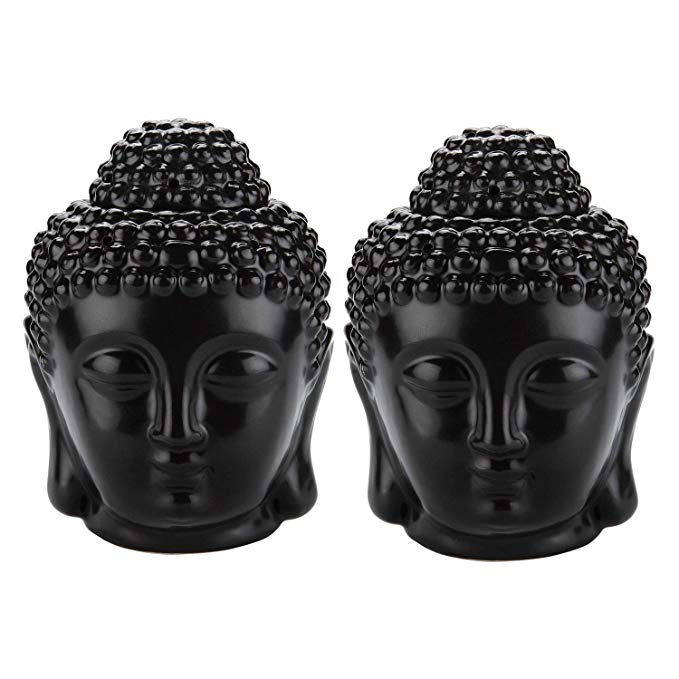 Черная керамическая банка для свечей Будды с крышкой