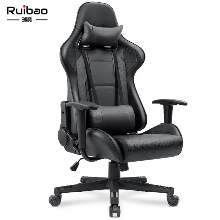 Chaise de course ergonomique personnalisée Ruibao Gamer Chaise d'ordinateur Chaise de jeu Silla de jeu noire