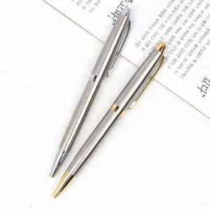 Luxury Silver Carved Metal Twist Ball Pens Plated Silver Roller Metal Grip Ballpoint Pens