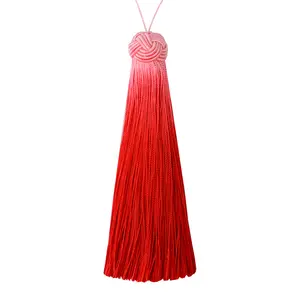 LONGJIE factory wholesale fashion design hand-woven clothing hanging tassel with winded pineapple hat 11 colors gradient tassel