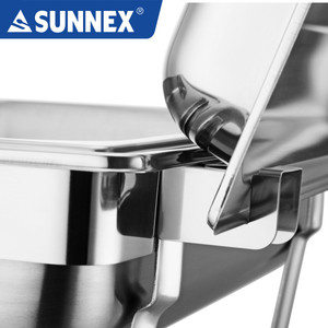Juego de Recipientes para Buffet de Acero Inoxidable Sunnex 304, Platos para Servir, Recipiente con Tapa Abatible, Calentador de Alimentos, Suministros para Restaurantes al por Mayor - Product Image 4