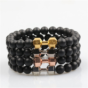 2017 Personnalisé de haute qualité haltère bracelet agate bracelet en pierre hommes - Product Image 1