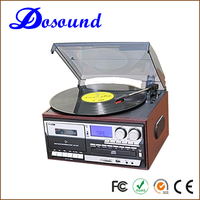 Tourne-disques vintage multifonctionnels avec lecteur de CD, phonographe et enregistreur de cassettes