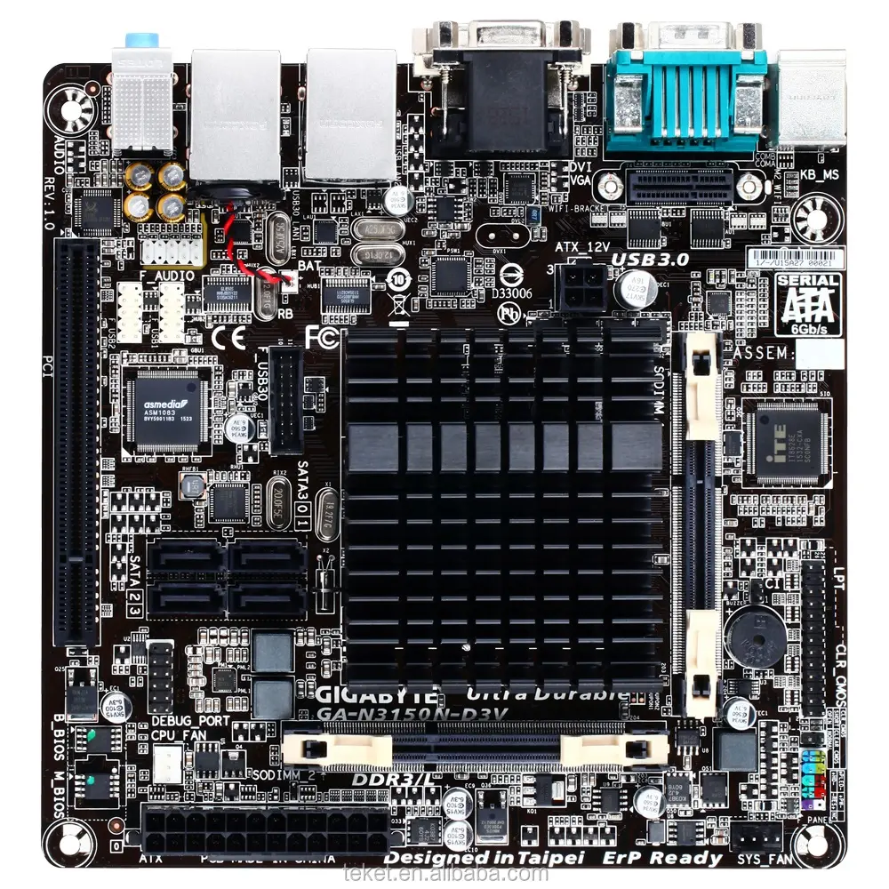 Gigabyte GA-N3150N-D3V Gömülü Intel Cpu Quad Core Celeron N3150 1.6 Ghz Mini-ITX kurulu