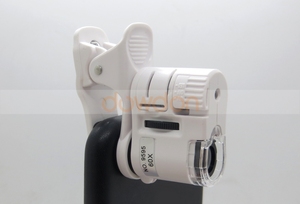 Loupe <span class=keywords><strong>Microscope</strong></span> Zoom 60x3mm, <span class=keywords><strong>LED</strong></span> avec lumière UV Clip sur Micro objectif pour téléphones mobiles universels - Product Image 4