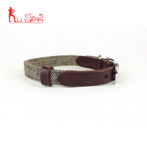 Collar para perro de piel marrón y Tweed - Product Image 6