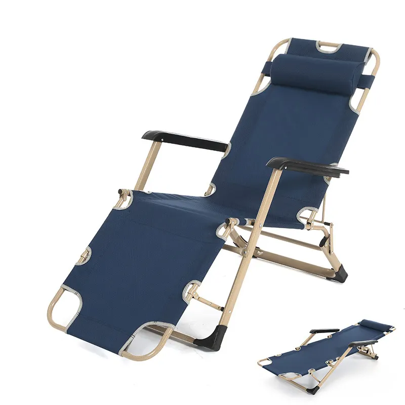 강철 밸런스드 라운지 접이식 Reclining 비치 낚시 의자 접이식 Deckchair 베개 무중력 라운지 의자