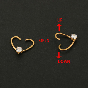 Joyería de Acero Inoxidable 316L para <span class=keywords><strong>Piercing</strong></span> de Oreja, Forma de Corazón, con Piedra de Circonita Cúbica AAA - Product Image 3