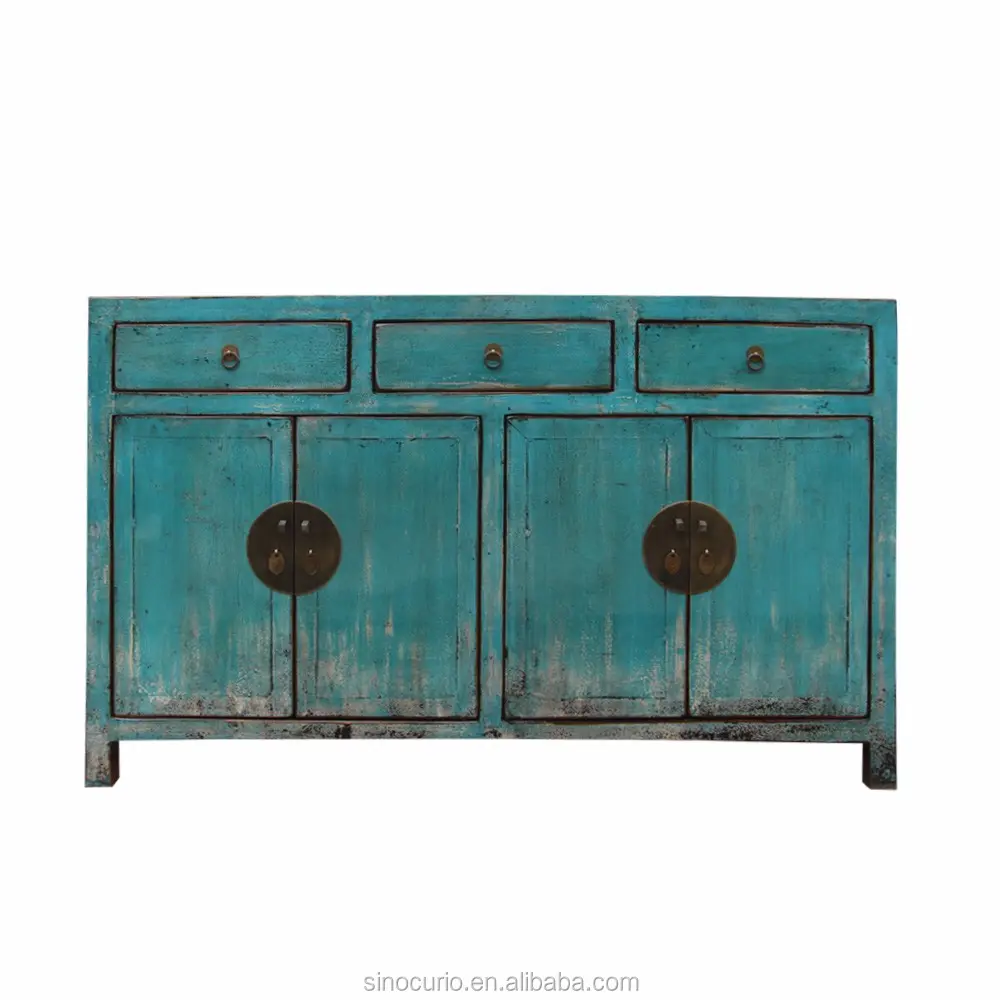 Mueble antiguo de madera pintado de mongolia S9