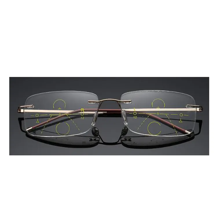 Nieuwe Super Lighi Randloze Frame Intelligente Gradiënt Progressieve Multifocale Anti Blauw Blokkeren Lenzen Leesbril