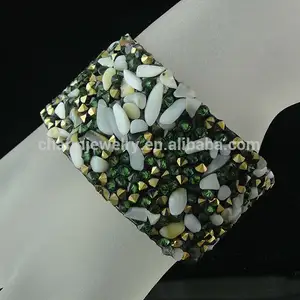 Corée du velours ouvrir strass.& bcr-015-1 bracelets en pierre avec fermoir magnétique