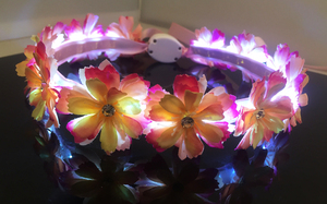 <span class=keywords><strong>Rosa</strong></span> e giallo led tiara corona <span class=keywords><strong>di</strong></span> fiori - Product Image 1