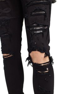 DiZNEW <span class=keywords><strong>Pantalon</strong></span> en jean noir serpent cousu sur mesure pour homme - Product Image 6