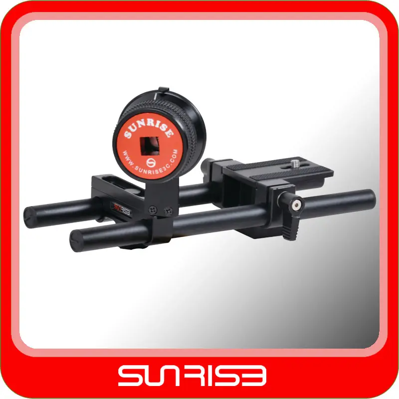 SUNRISE DSLR Kamera Rig Dişlisiz Takip Odak + DSLR DV için 15mm Raylı Rod Destek + Baseplate Video