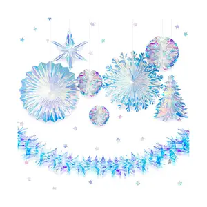 Nicro — flocons de neige en papier irisé, étoiles, pendentif, Film arc-en-ciel, fournitures de fête, décoration, en PET, 9 pièces