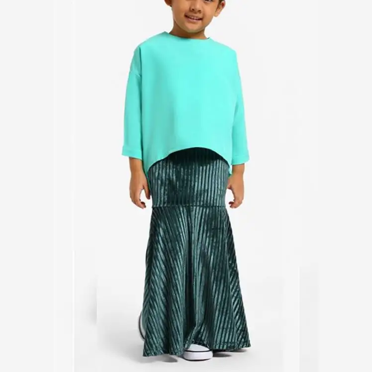 Kid Kurta Kurti Islamico Musulmano Baju Melayu Malaysia Bambini Camicia Della Parte Superiore Thobe Del Capretto di Usura