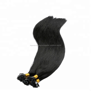 <span class=keywords><strong>Cabello</strong></span> humano <span class=keywords><strong>Natural</strong></span> #1 color ruso trama extensiones de <span class=keywords><strong>cabello</strong></span> de punta plana 8-32 "<span class=keywords><strong>en</strong></span> la acción - Product Image 6