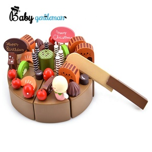 New Arrival Kids Pretend Play <strong>Wooden</strong> Birthday <strong>Cake</strong> <strong>Toy</strong> with Candle Z10293B - Product Image 1