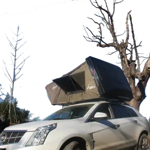 야외 자동 자동 가족 캠핑 자동차 차양 쉼터 옥상 텐트 4 인용 캔버스 방수 하드 탑 쉘 지붕 탑 텐트