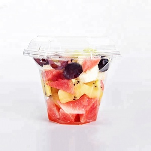 Rõ Ràng Dùng Một Lần Tươi Cắt Trái Cây Rau Salad PET Nhựa <span class=keywords><strong>Container</strong></span> Với Bản Lề Có Nắp Đậy - Product Image 2