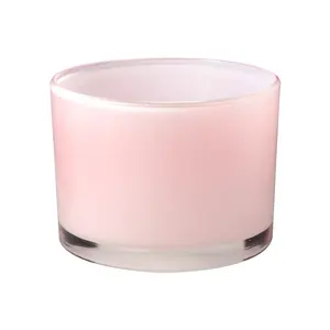 decorative empty pink cylinder glass candle holder votive candle cup