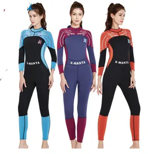 Kadın wetsuit 3mm 1 parça takım elbise tam vücut kız dalış elbisesi