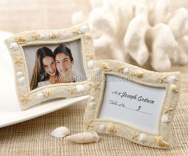 Seaside Sand and Shell Beach Themed Wedding Photo Frame