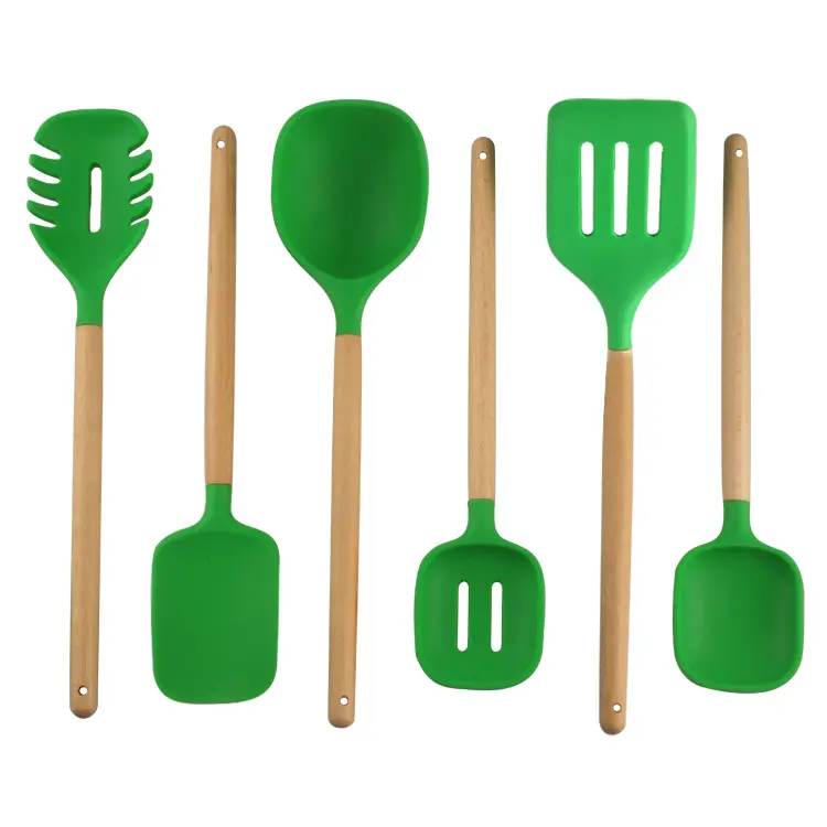 Heißer Verkauf Koch werkzeug 6 Stück grün Silikon Küchen utensilien Sets/OMD Service/Kochlöffel Set