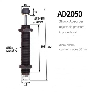 Peredam Kejut Hydraulic Ulis Industri Seri AD2580/3625/3650 AD, Peredam Kejut Hidrolik Yang Dapat Disesuaikan dengan Penutup