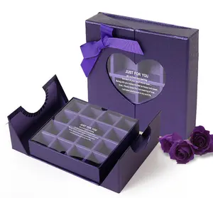 High Quality Luxury Heart Shape Window Chocolate Packaging Box Gift Box With Bowknot