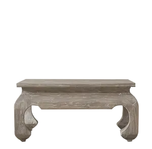 法式木制弯曲腿方形咖啡桌
