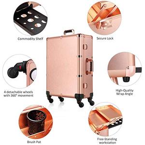 Professionale di Trucco Casi con Ruote Makeup Artist Rotolamento Free Standing Workstation LED Specchio Specchio Per Il Trucco Bagaglio Trolley Caso - Product Image 5